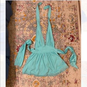 Xenia Australian Mini Halter Dress Turquoise